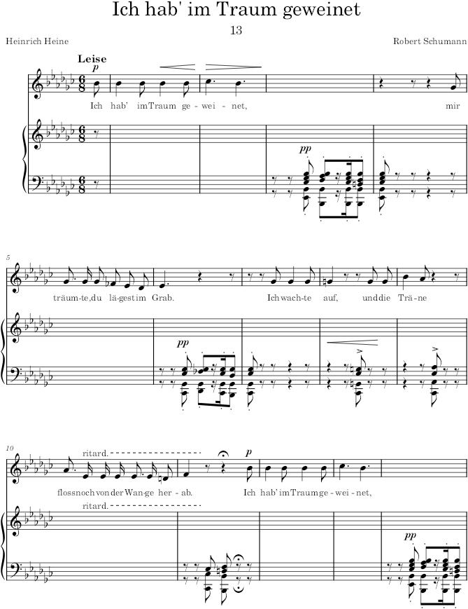 Ich hab’ im Traum geweinet (Dichterliebe, Op.48) - Schumann — first page preview