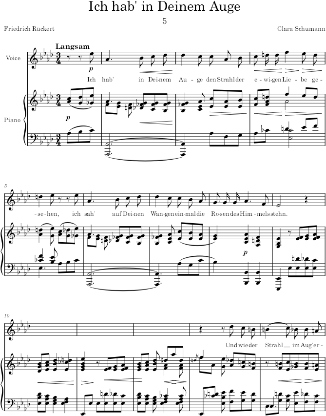 Ich hab’ in Deinem Auge (6 Lieder, Op.13) - Schumann — first page preview