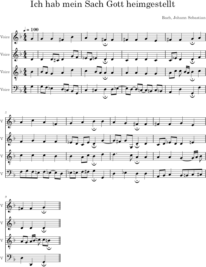 Ich hab mein Sach Gott heimgestellt, BWV 351 - Bach — first page preview