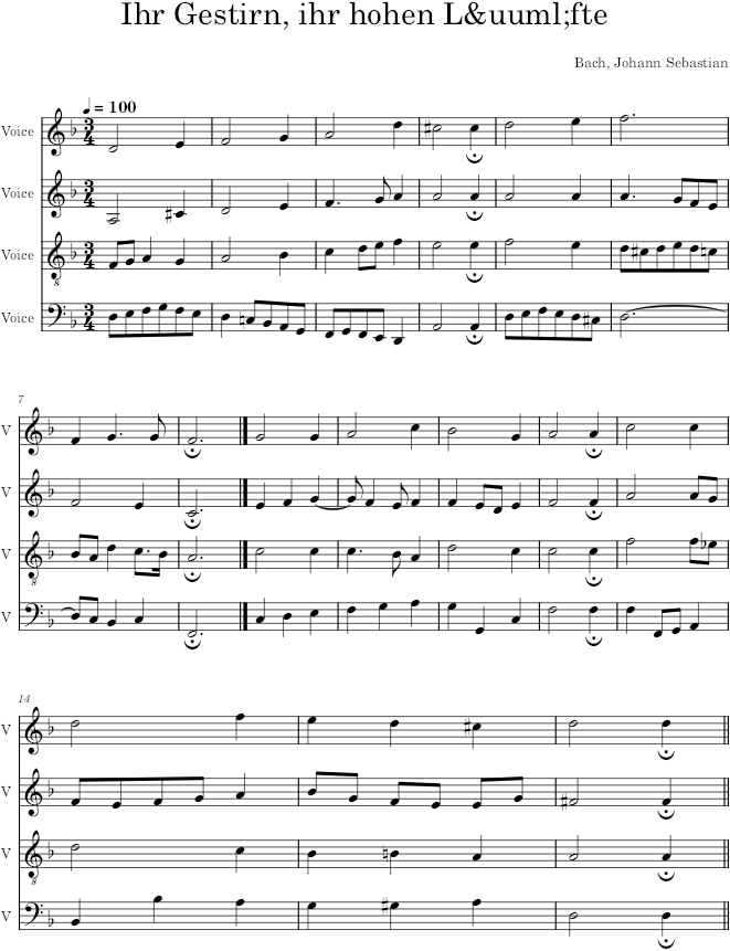 Ihr Gestirn, ihr hohen Lüfte, BWV 366 - Bach — first page preview