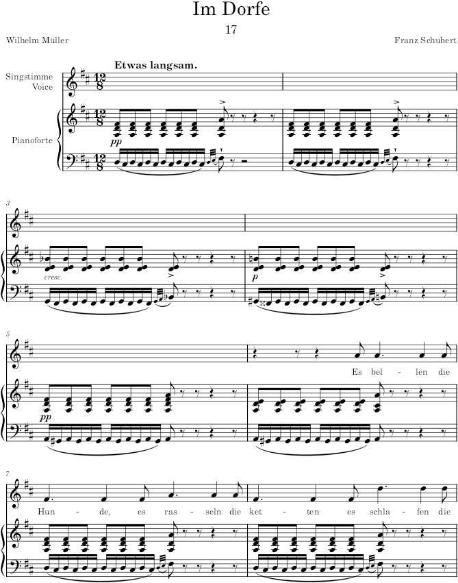 Im Dorfe (Winterreise, D.911) - Schubert — first page preview