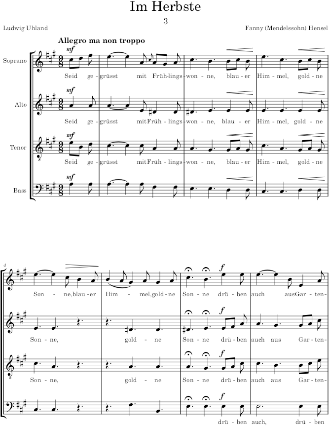 Im Herbste (Gartenlieder, Op.3) - Hensel — first page preview