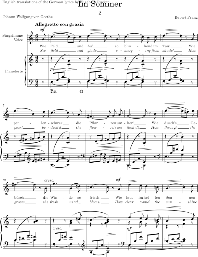 Im Sommer (6 Gesänge, Op.16) - Franz — first page preview