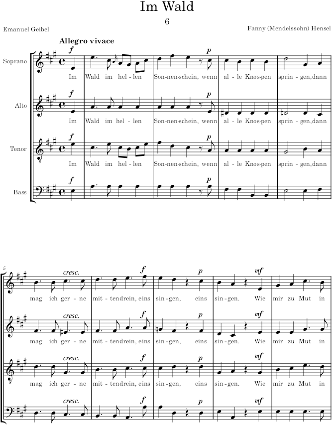 Im Wald (Gartenlieder, Op.3) - Hensel — first page preview