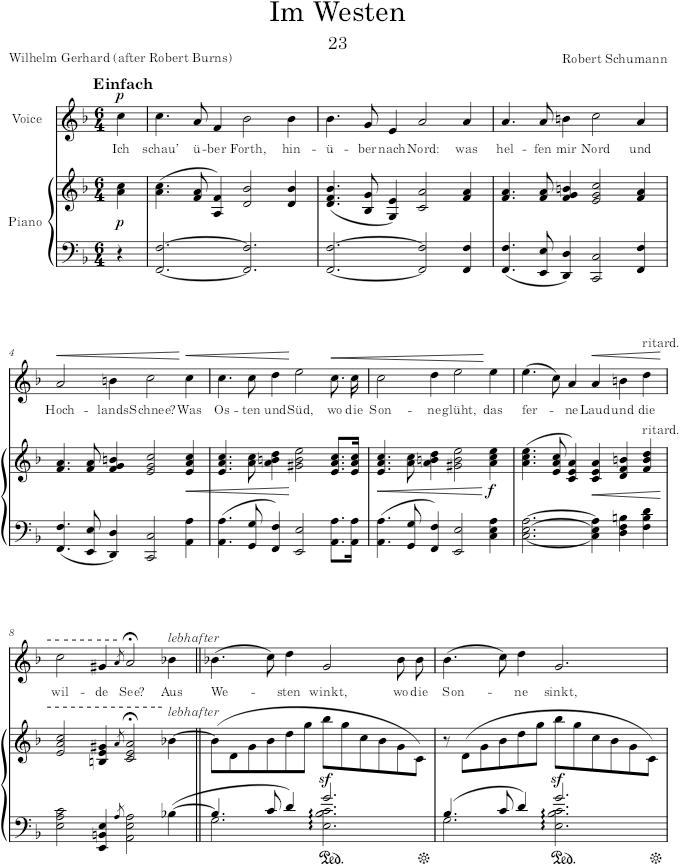 Im Westen (Myrthen, Op.25) - Schumann — first page preview