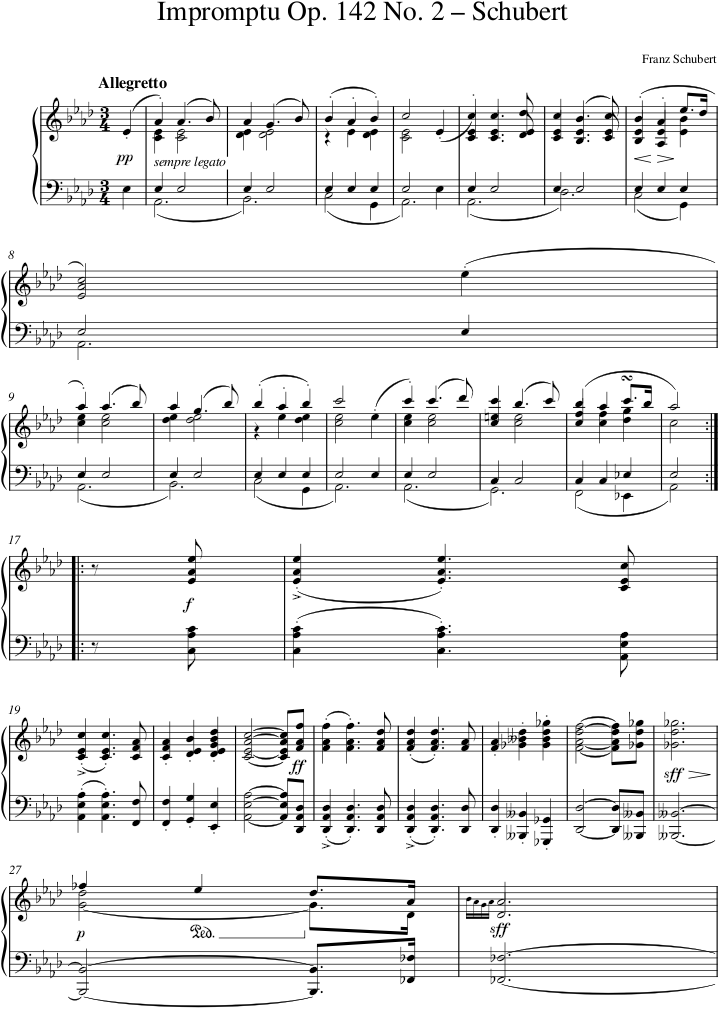 Impromptu Op. 142 No. 2 – Schubert — first page preview
