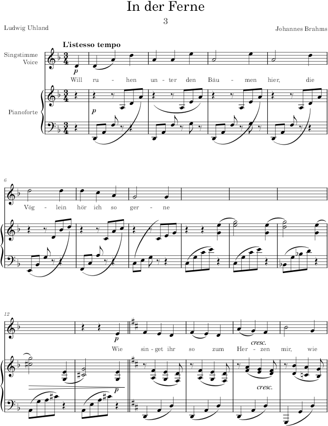 In der Ferne (5 Poems, Op.19) - Brahms — first page preview