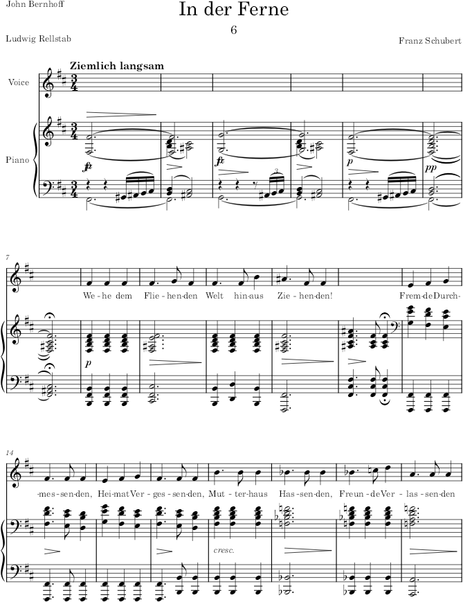 In der Ferne (Schwanengesang, D.957) - Schubert — first page preview
