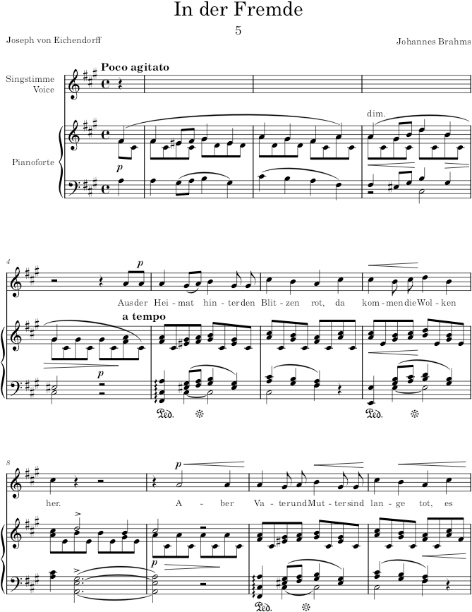 In der Fremde (6 Songs, Op.3) - Brahms — first page preview
