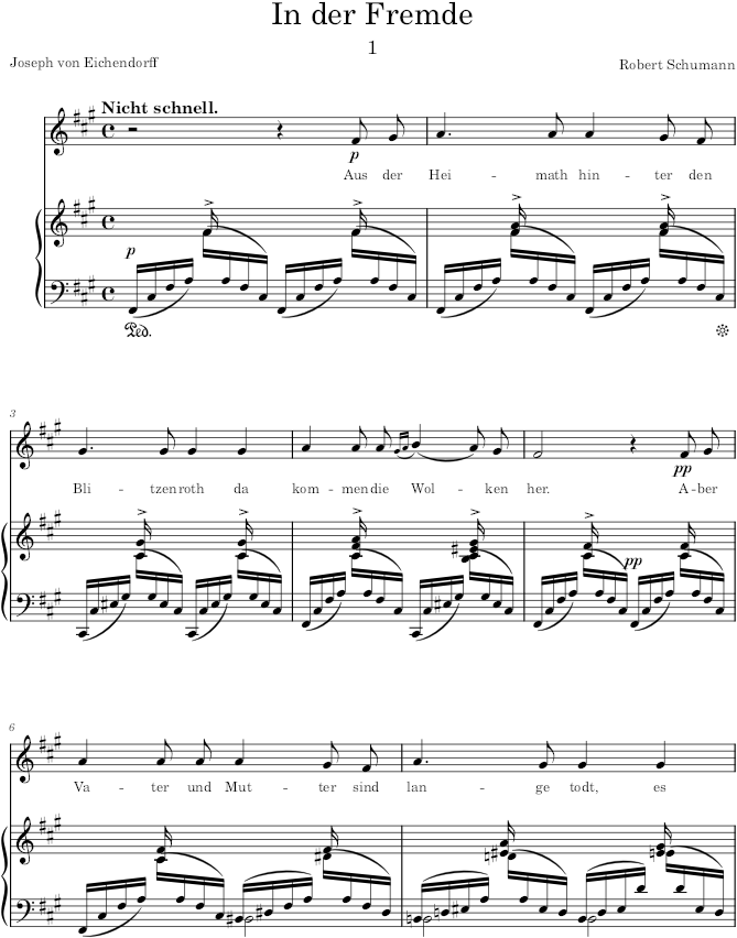 In der Fremde [I] (Liederkreis, Op.39) - Schumann — first page preview