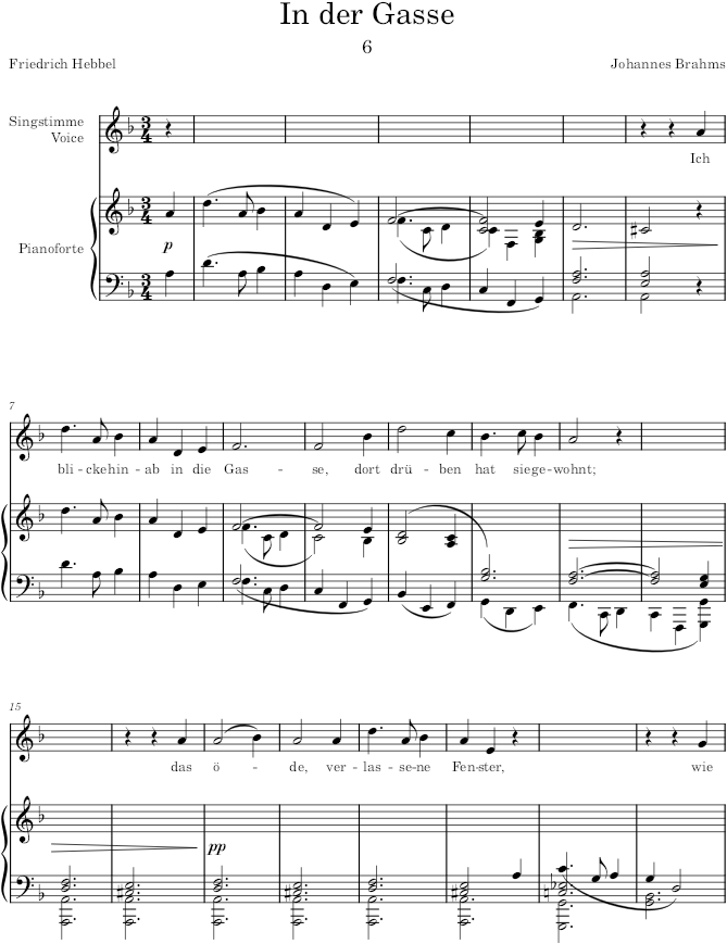 In der Gasse (8 Lieder und Gesänge, Op.58) - Brahms — first page preview