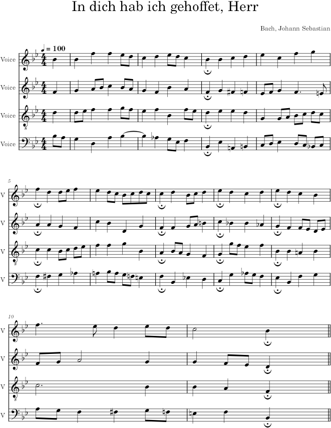 In dich hab ich gehoffet, Herr, BWV 244/32 - Bach — first page preview