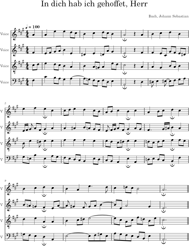 In dich hab ich gehoffet, Herr, BWV 248/46 - Bach — first page preview