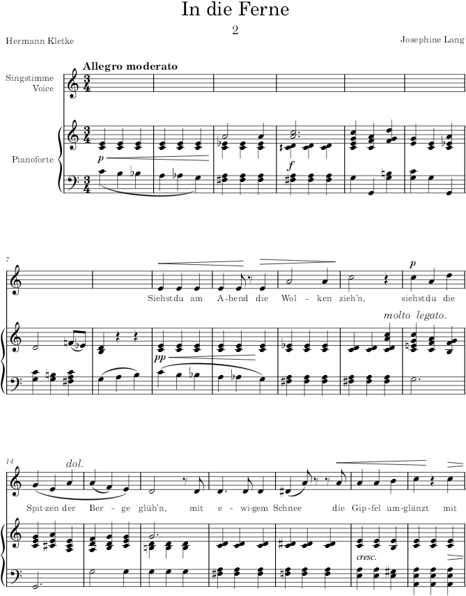 In die Ferne (3 Lieder, Op.8) - Lang — first page preview