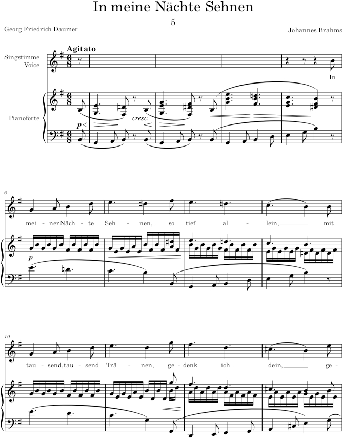 In meiner Nächte Sehnen (8 Lieder und Gesänge, Op.57) - Brahms — first page preview