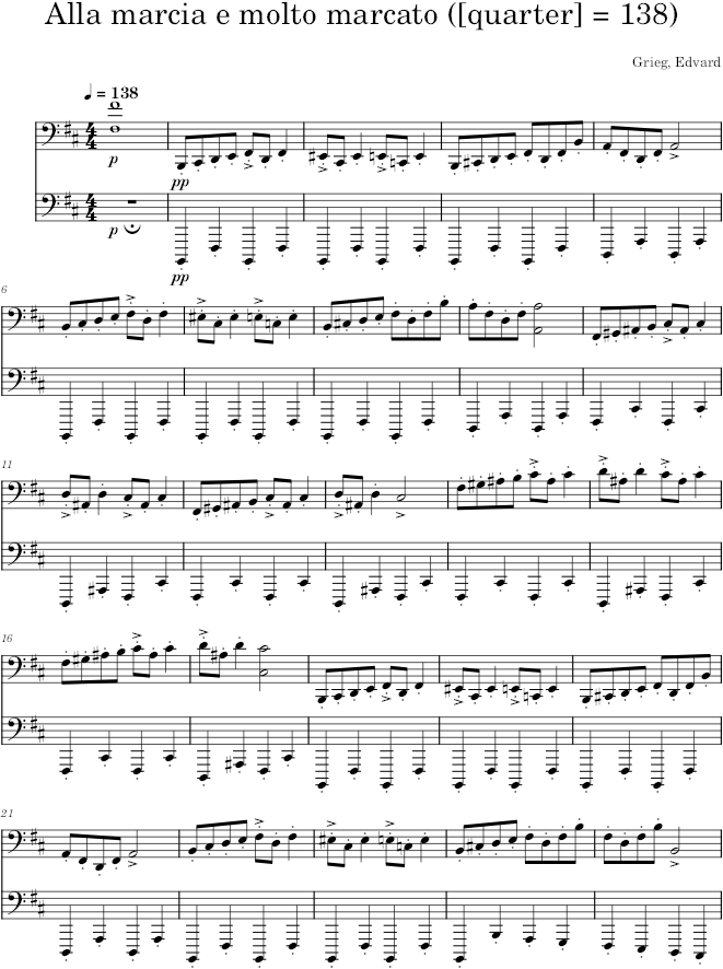 In the Hall of the Mountain King (Peer Gynt Suite No. 1 (piano transcription), Op. 46, No. 4) - Grieg — first page preview