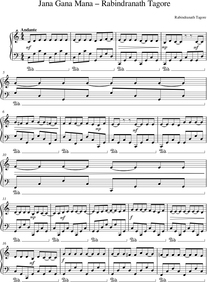 Jana Gana Mana – Rabindranath Tagore — first page preview