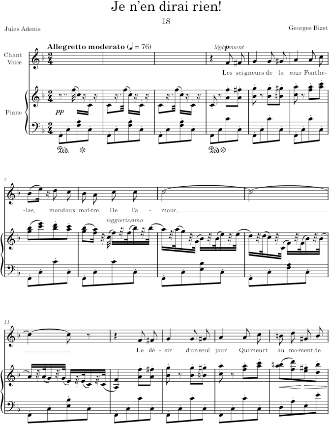 Je n’en dirai rien! (20 Mélodies, Op.21) - Bizet — first page preview