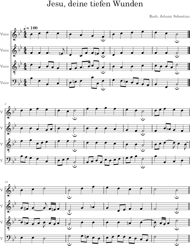 Jesu, deine tiefen Wunden, BWV 194/6 - Bach — first page preview