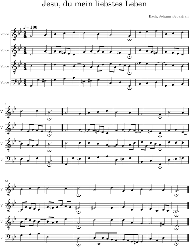 Jesu, du mein liebstes Leben, BWV 356 - Bach — first page preview