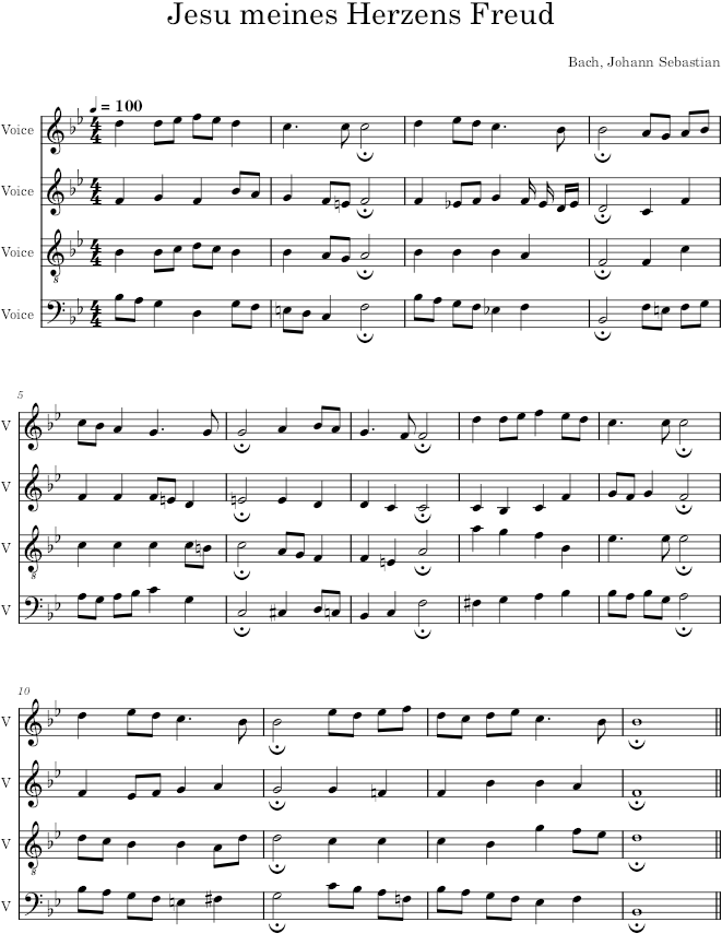 Jesu meines Herzens Freud, BWV 361 - Bach — first page preview