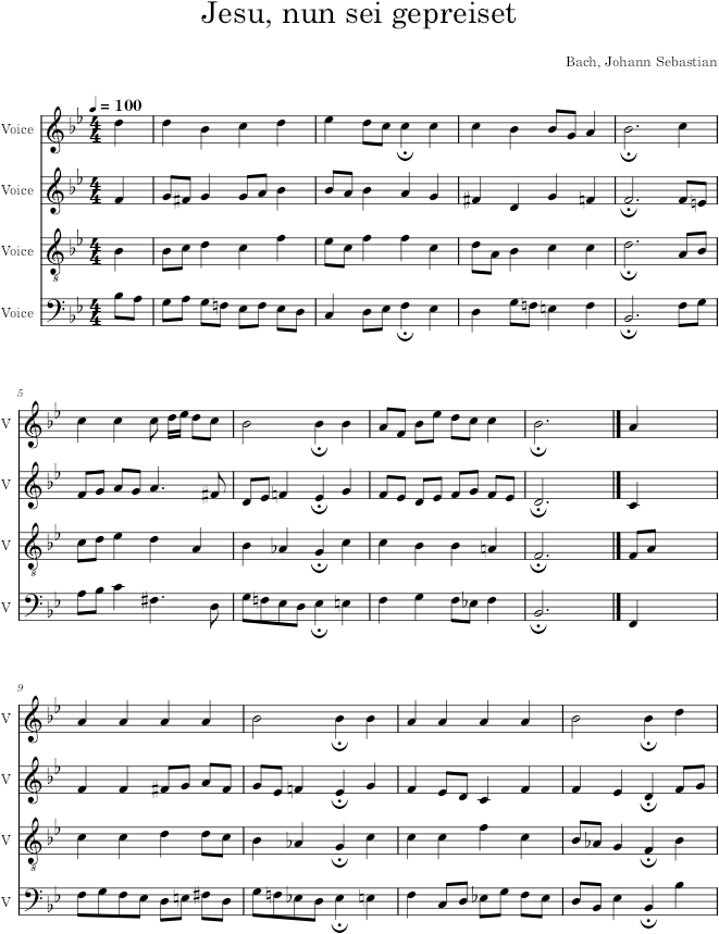 Jesu, nun sei gepreiset, BWV 362 - Bach — first page preview