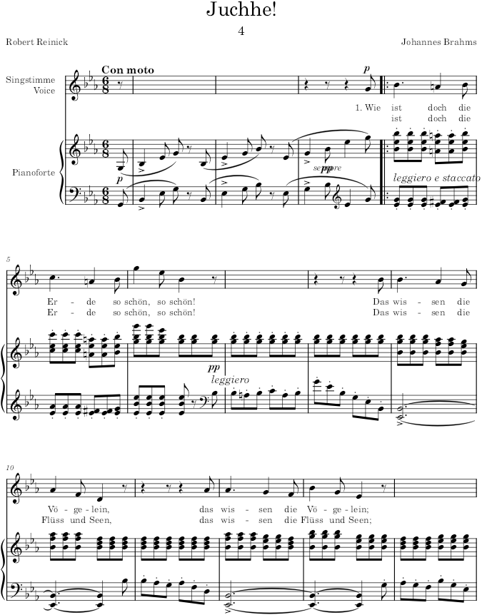Juchhe! (6 Songs, Op.6) - Brahms — first page preview