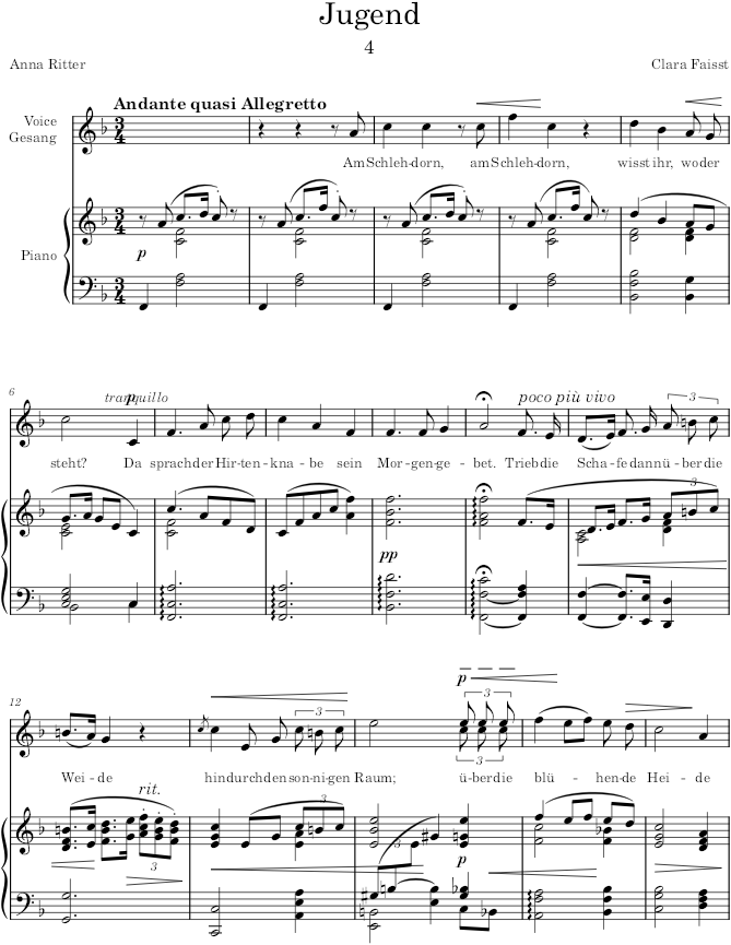 Jugend (5 Lieder, Op.6) - Faisst — first page preview