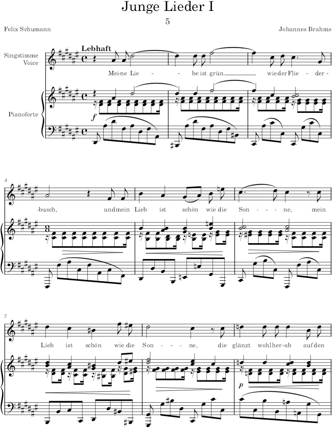 Junge Lieder I (9 Lieder und Gesänge, Op.63) - Brahms — first page preview