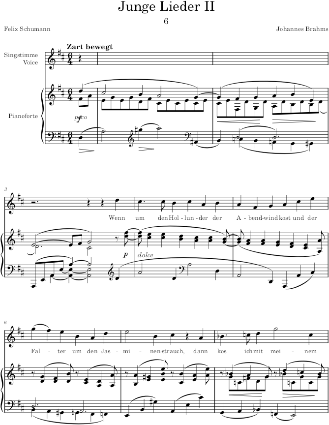 Junge Lieder II (9 Lieder und Gesänge, Op.63) - Brahms — first page preview