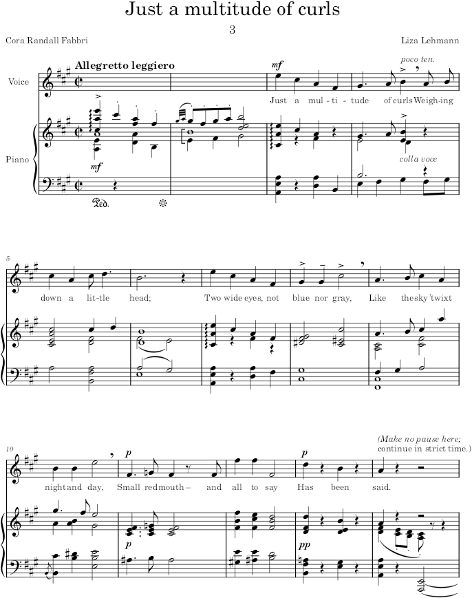 Just a multitude of curls (5 Little Love Songs) - Lehmann — first page preview