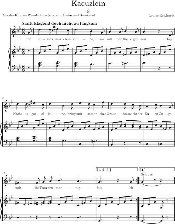 Kaeuzlein (12 Gesänge, Op.3) - Reichardt — first page preview