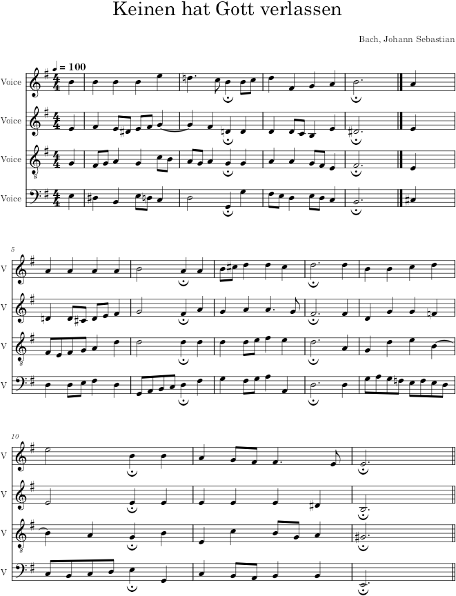 Keinen hat Gott verlassen, BWV 369 - Bach — first page preview