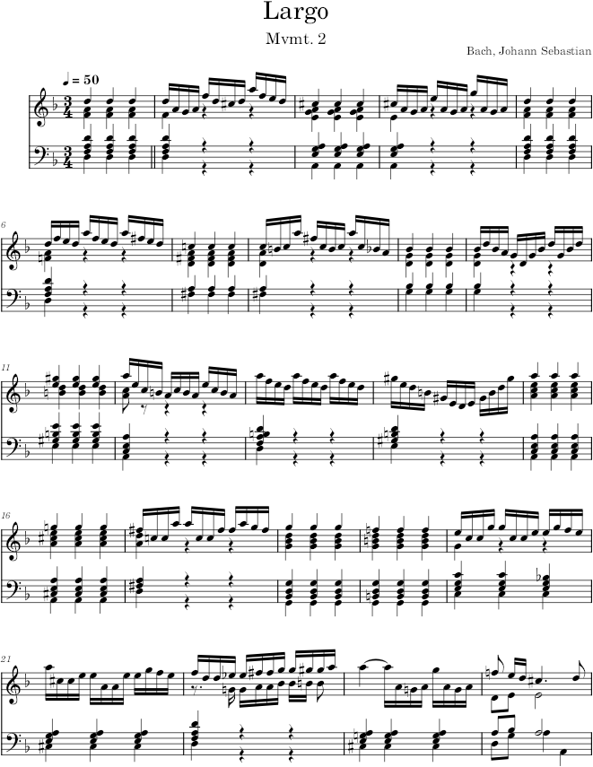Keyboard Concerto BWV 978, Movement 2 - Bach — first page preview