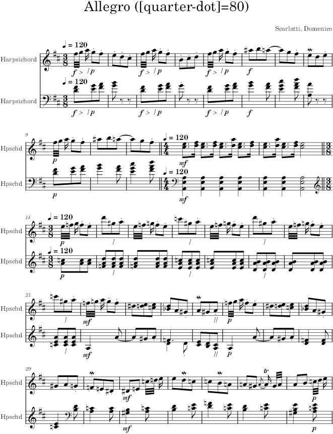 Keyboard Sonata K.122 (L.334) - Scarlatti — first page preview