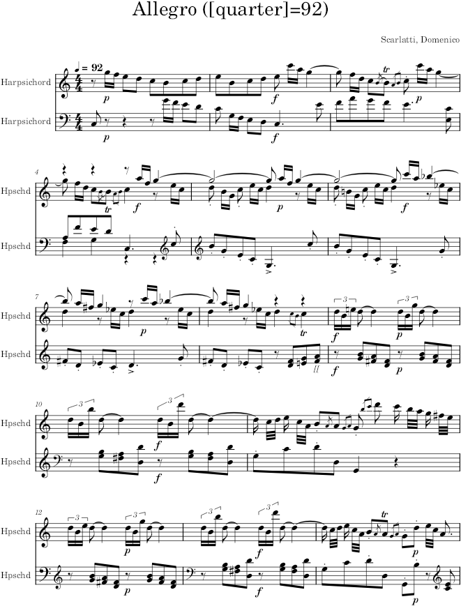 Keyboard Sonata K.156 (L.101) - Scarlatti — first page preview