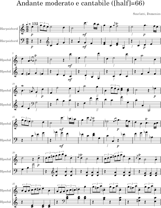 Keyboard Sonata K.170 (L.303) - Scarlatti — first page preview