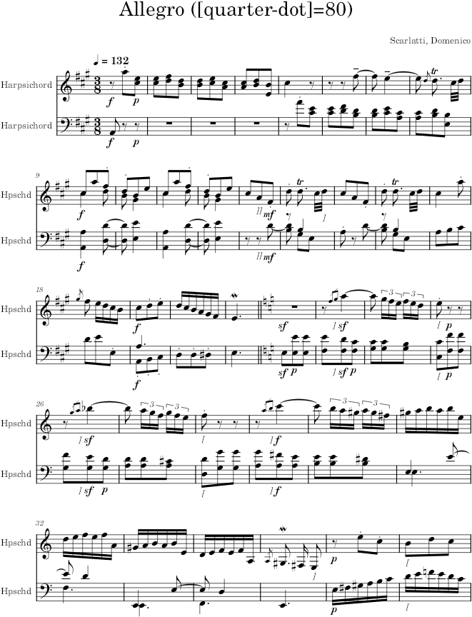 Keyboard Sonata K.220 (L.342) - Scarlatti — first page preview