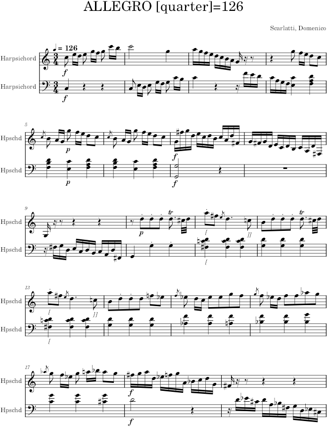 Keyboard Sonata K.225 (L.351) - Scarlatti — first page preview
