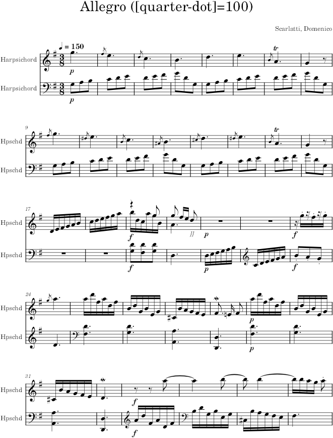 Keyboard Sonata K.235 (L.154) - Scarlatti — first page preview