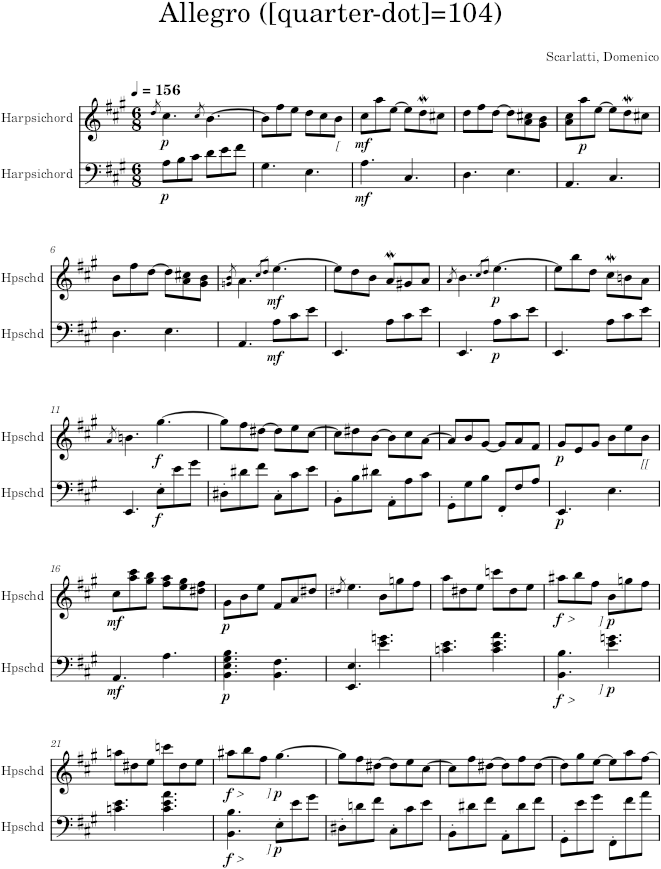 Keyboard Sonata K.269 (L.307) - Scarlatti — first page preview