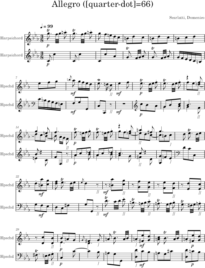 Keyboard Sonata K.303 (L.9) - Scarlatti — first page preview