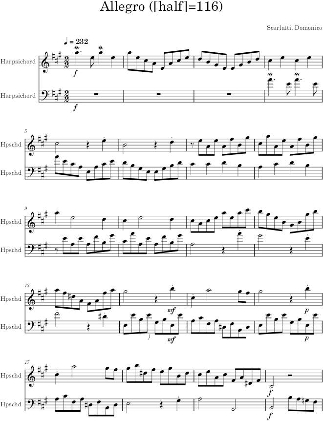 Keyboard Sonata K.320 (L.341) - Scarlatti — first page preview