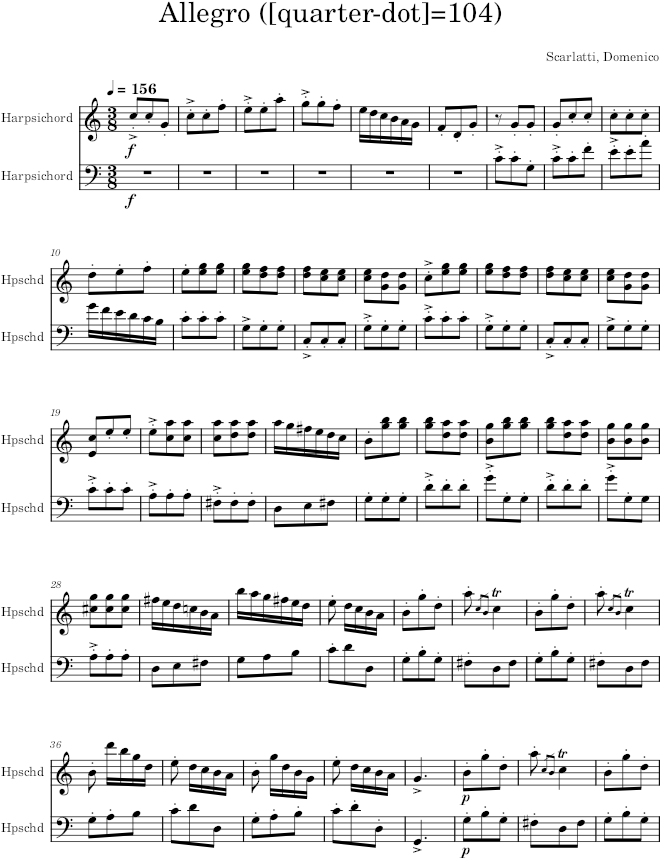 Keyboard Sonata K.330 (L.55) - Scarlatti — first page preview