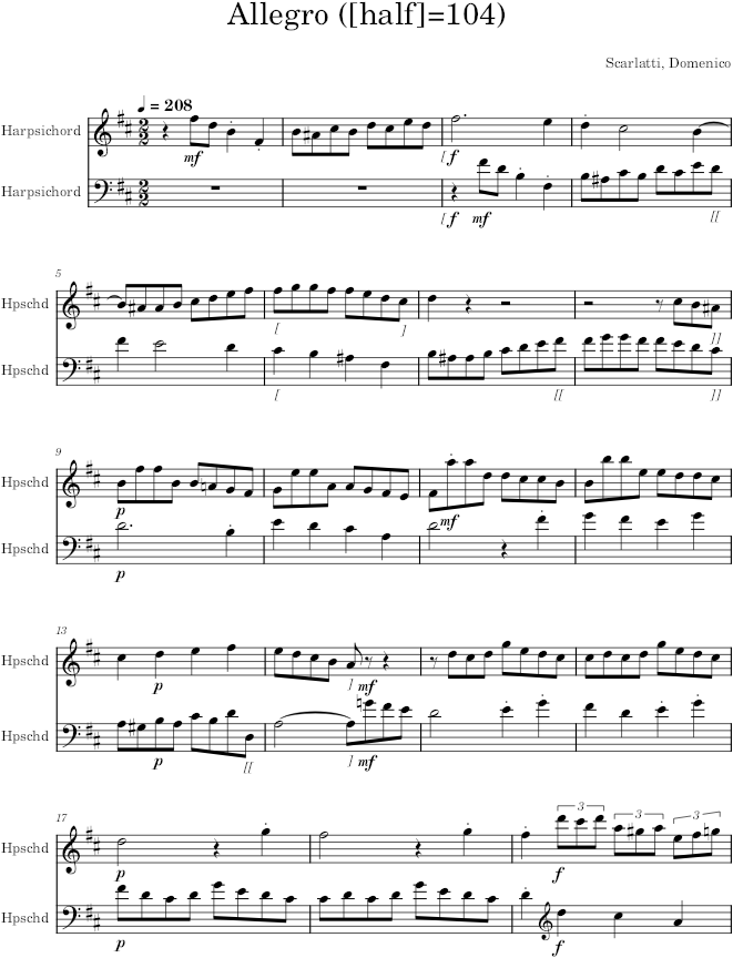 Keyboard Sonata K.408 (L.346) - Scarlatti — first page preview