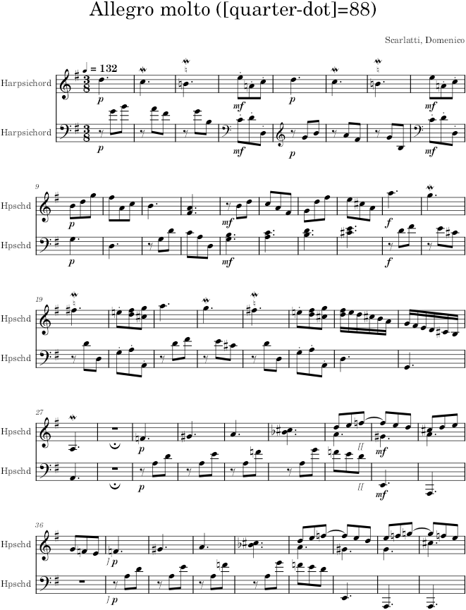 Keyboard Sonata K.425 (L.333) - Scarlatti — first page preview