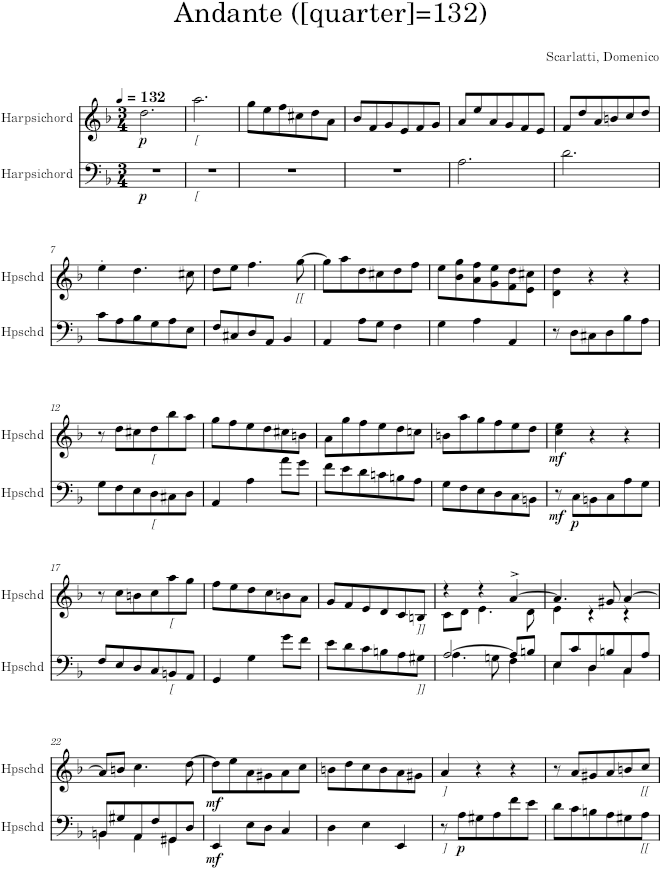 Keyboard Sonata K.434 (L.343) - Scarlatti — first page preview