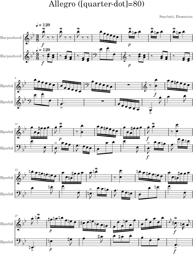 Keyboard Sonata K.442 (L.319) - Scarlatti — first page preview