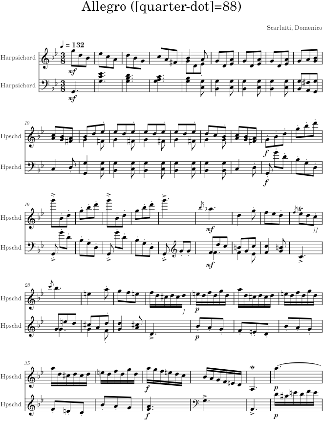 Keyboard Sonata K.476 (L.340) - Scarlatti — first page preview