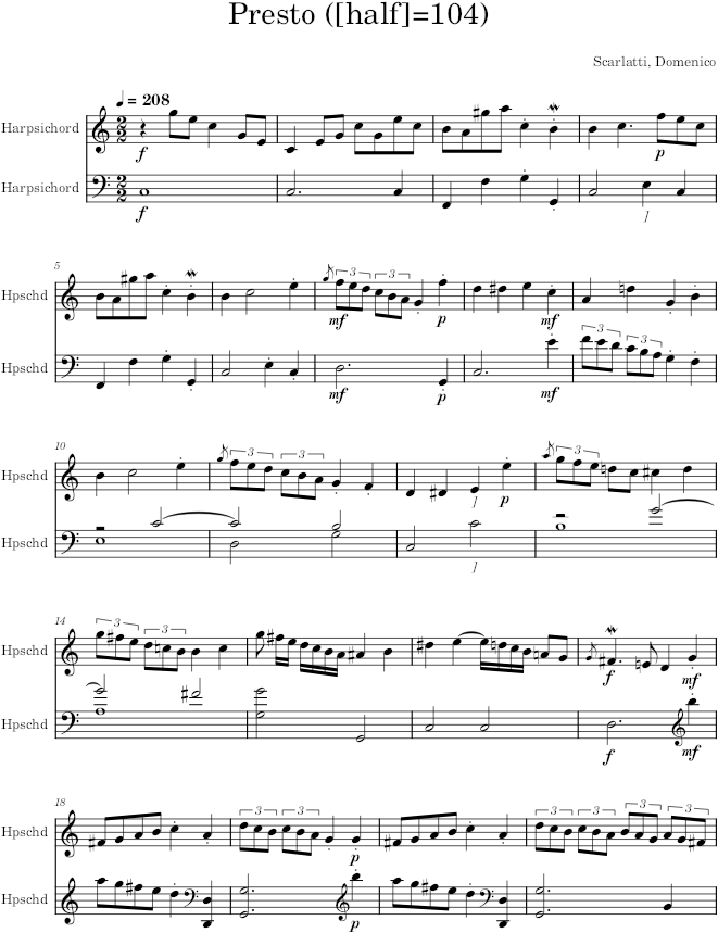 Keyboard Sonata K.49 (L.301) - Scarlatti — first page preview